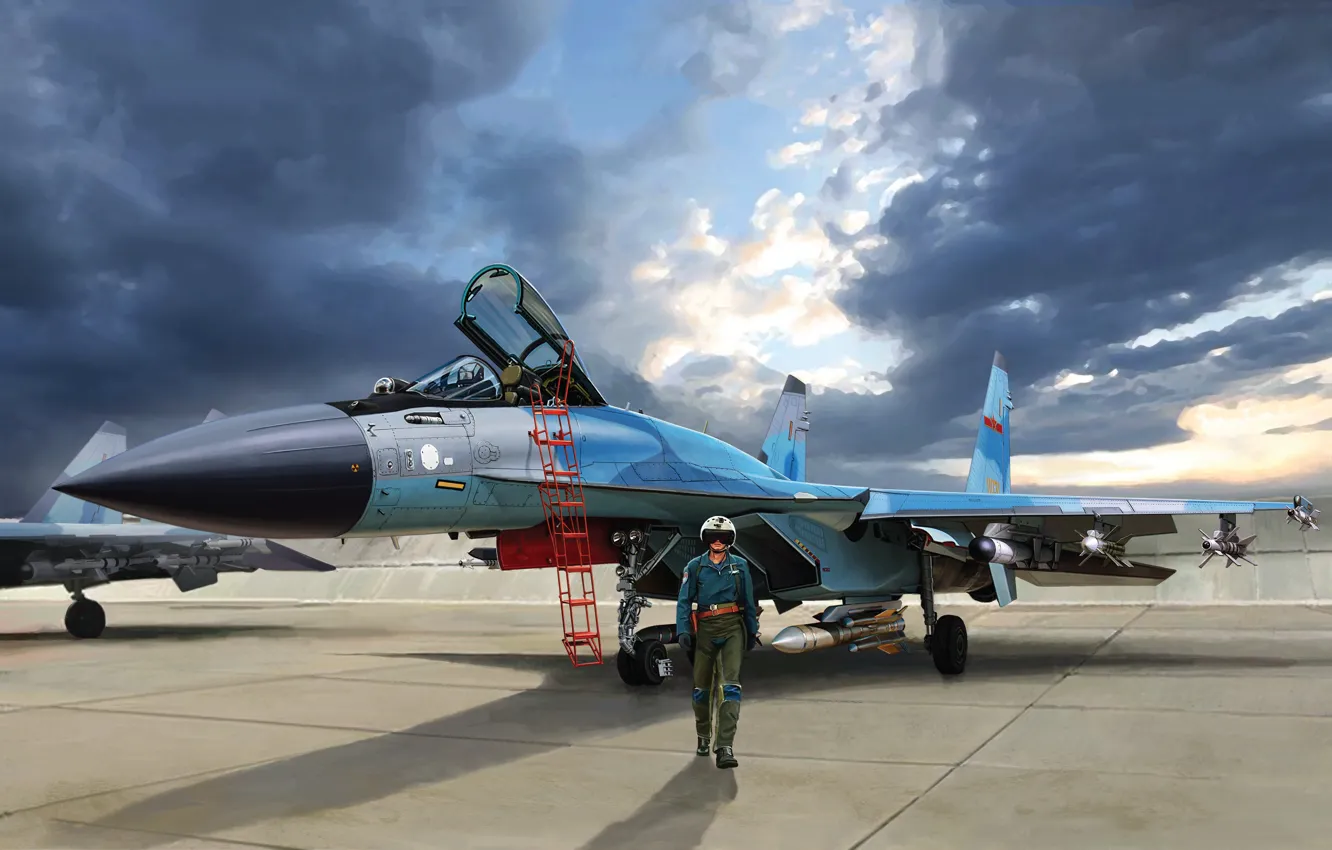 Photo wallpaper fighter, China, Su-35, multi-role fighter, Flanker-E, PLA, pla