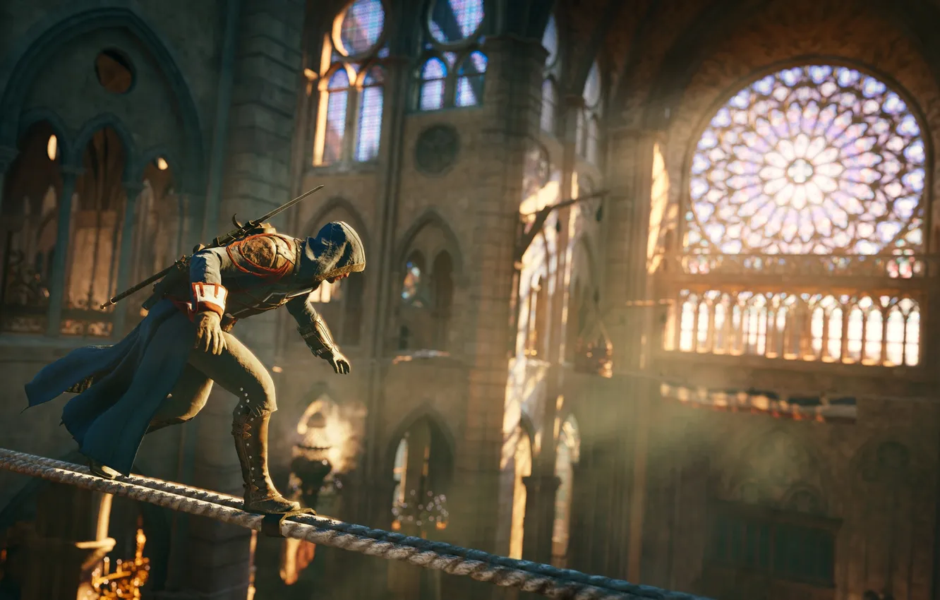 Photo wallpaper the building, running, Assassin’s Creed Unity, Arno