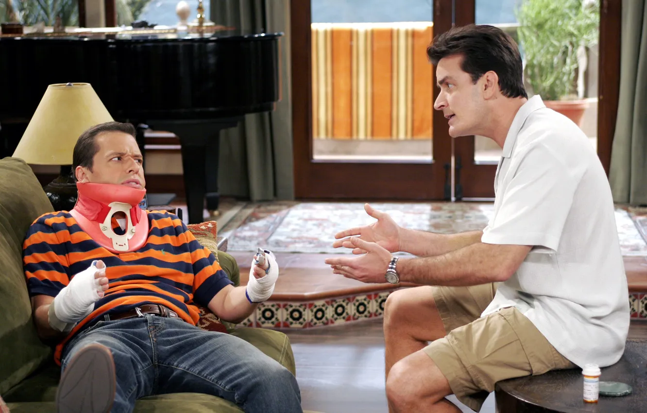 Photo wallpaper actor, the series, characters, Charlie Sheen, John Cryer, Charlie Harper, Alan Harper, Two and a …