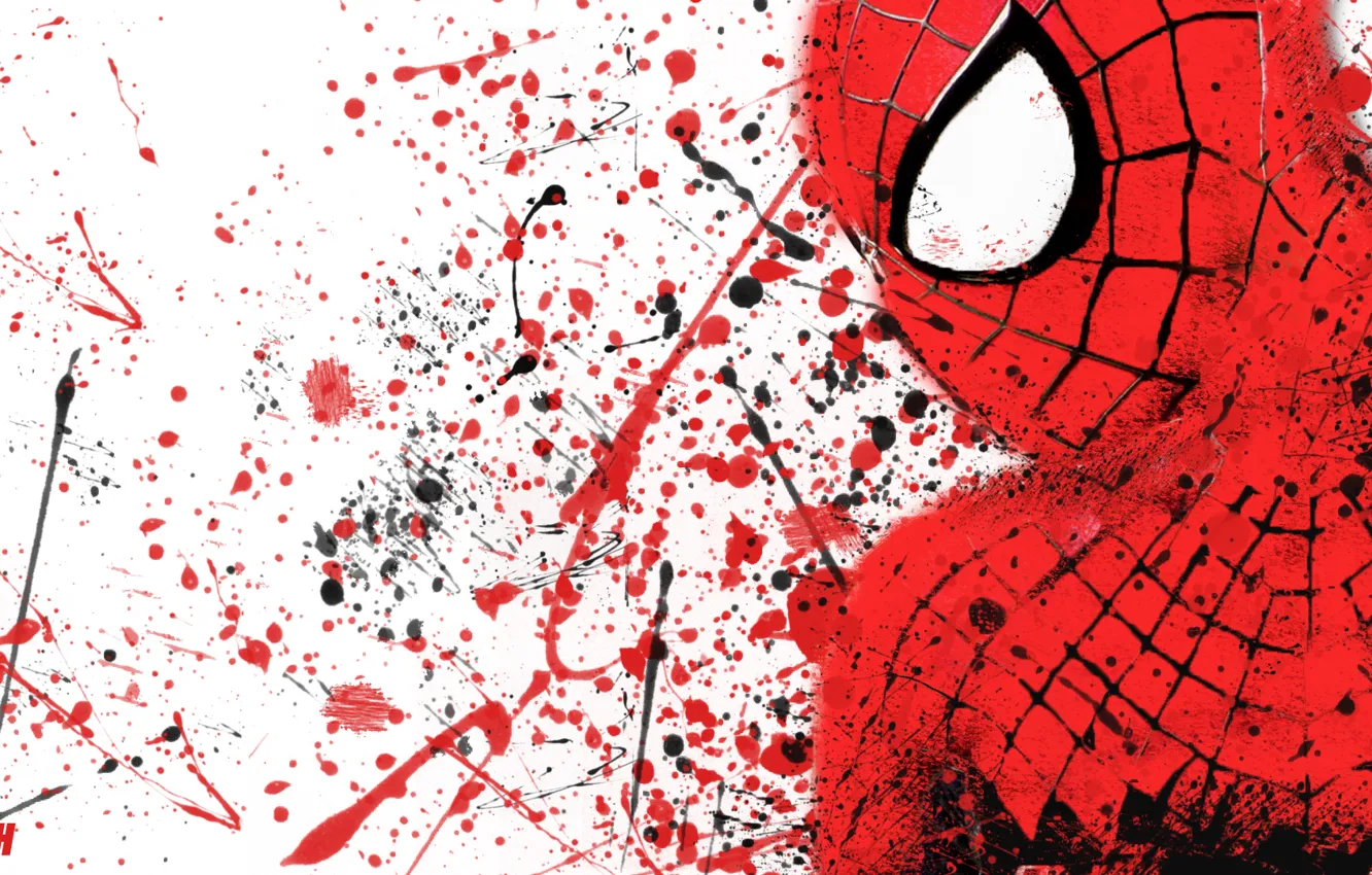 Photo wallpaper squirt, graffiti, Spider-man, High voltage