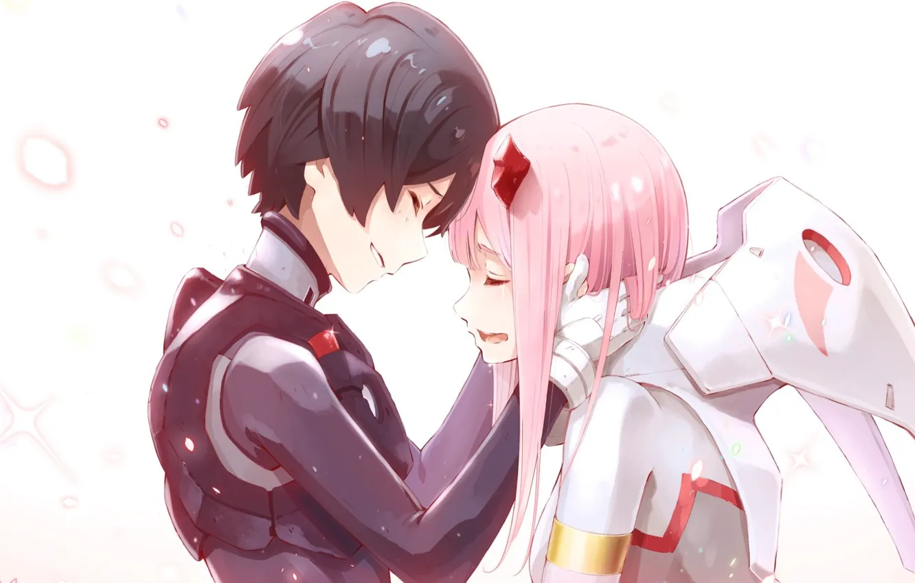 Photo wallpaper girl, tears, guy, 002, Darling In The Frankxx, Cute in France, Hiro