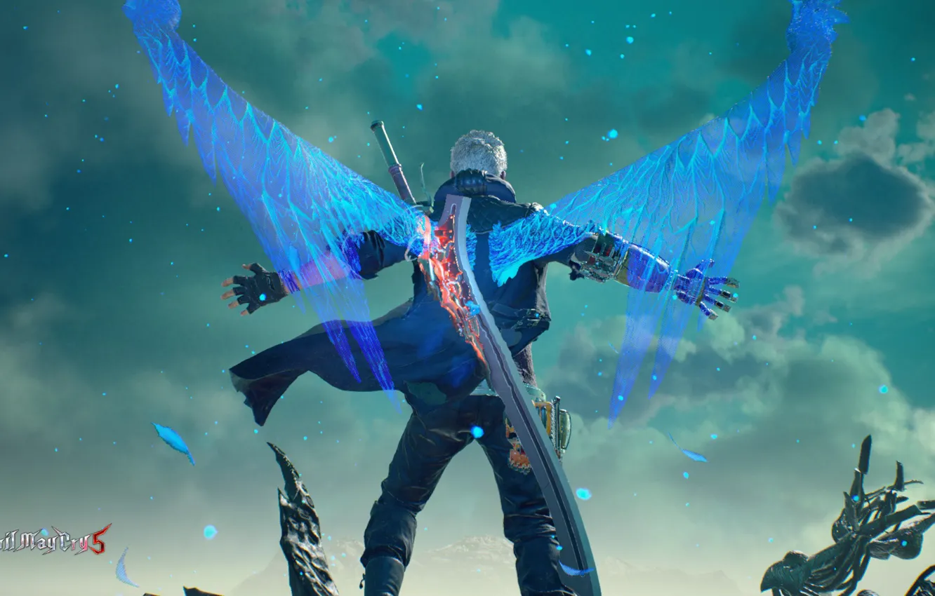 Photo wallpaper wings, guy, Nero, Devil May Cry 5
