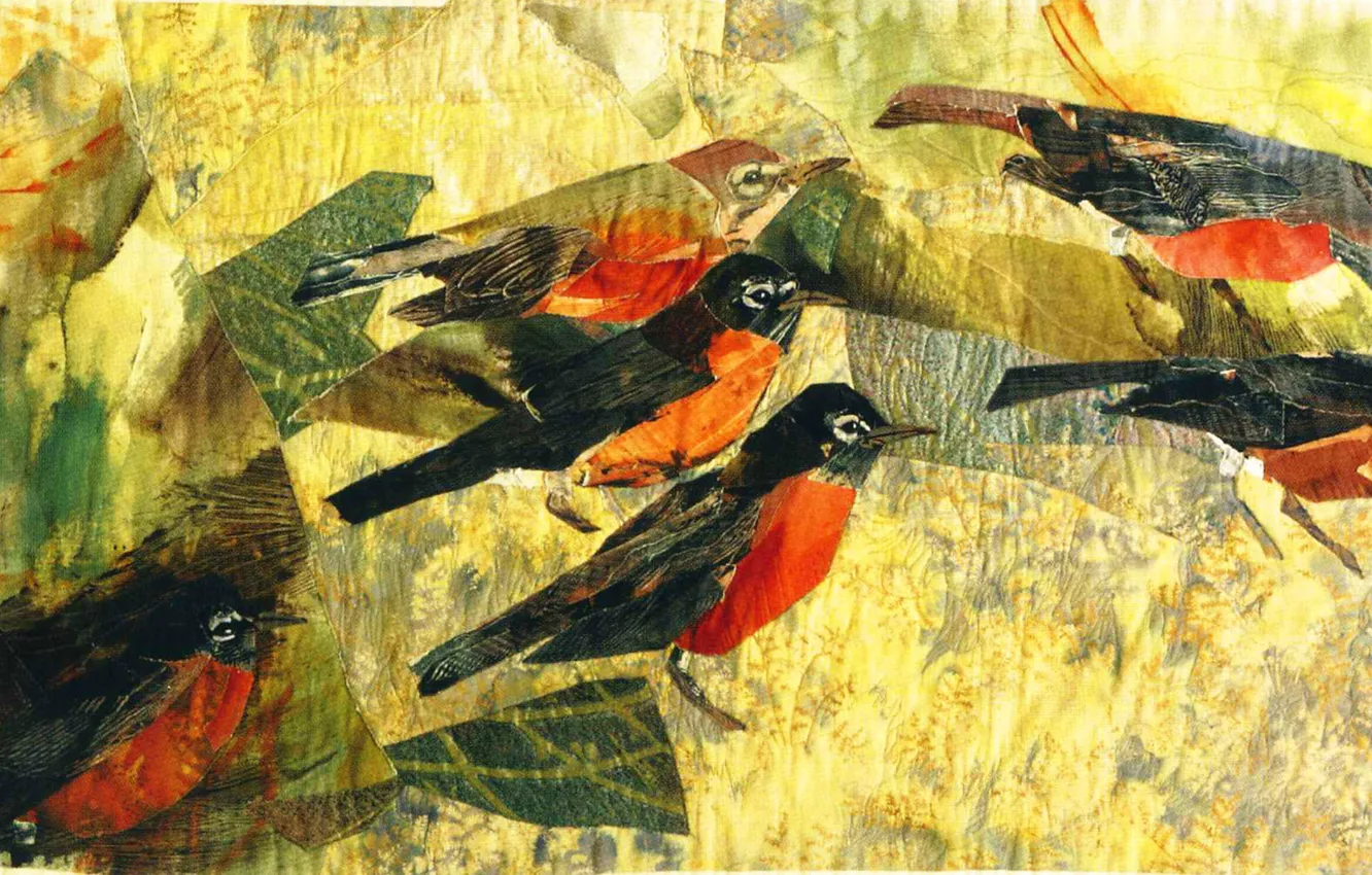 Photo wallpaper birds, mosaic, mood, picture, Joan Colvin