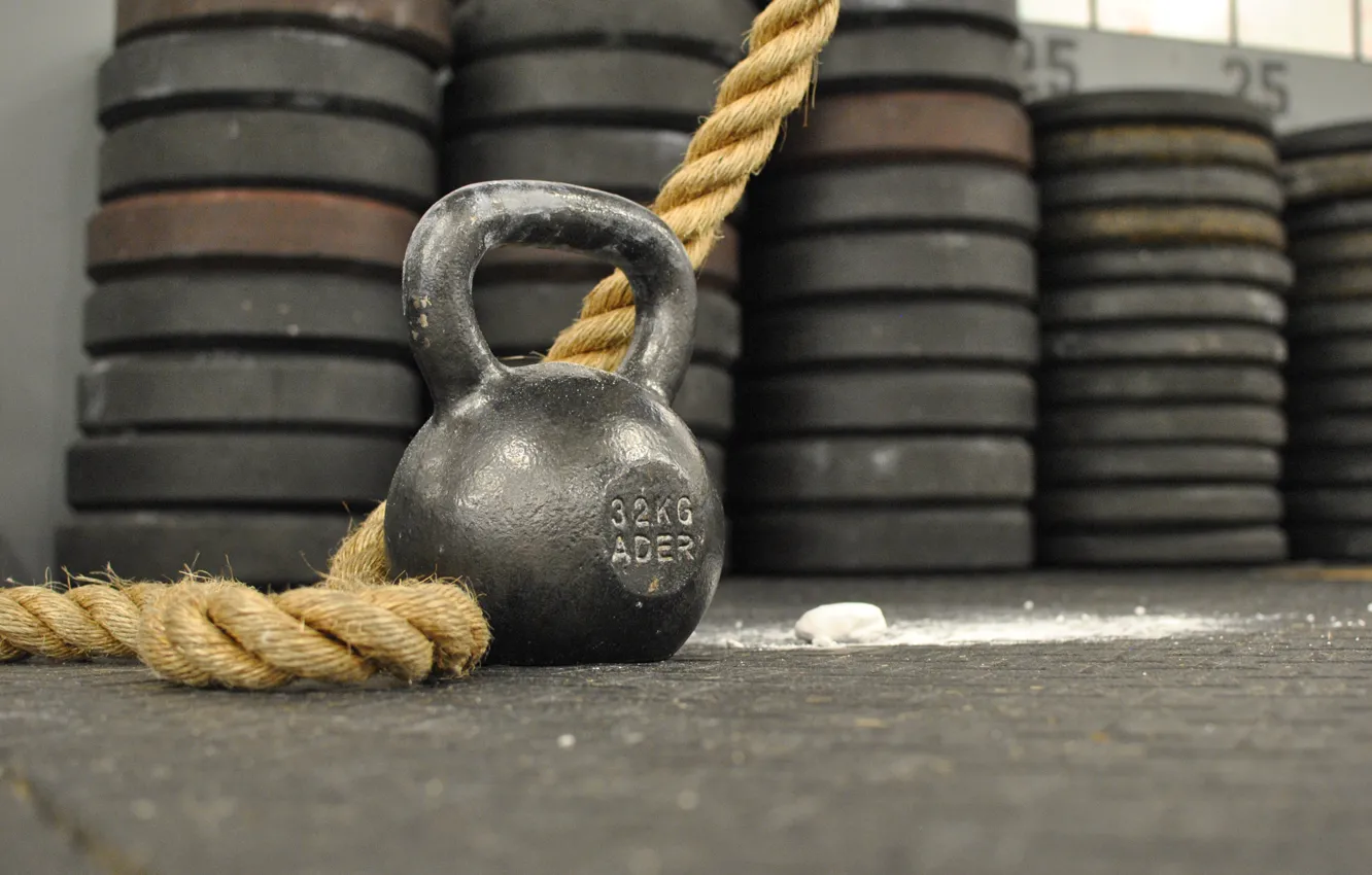 Photo wallpaper Rope, Kettlebell, Crossfit, Weight, Weight 32 kg, Sports weight