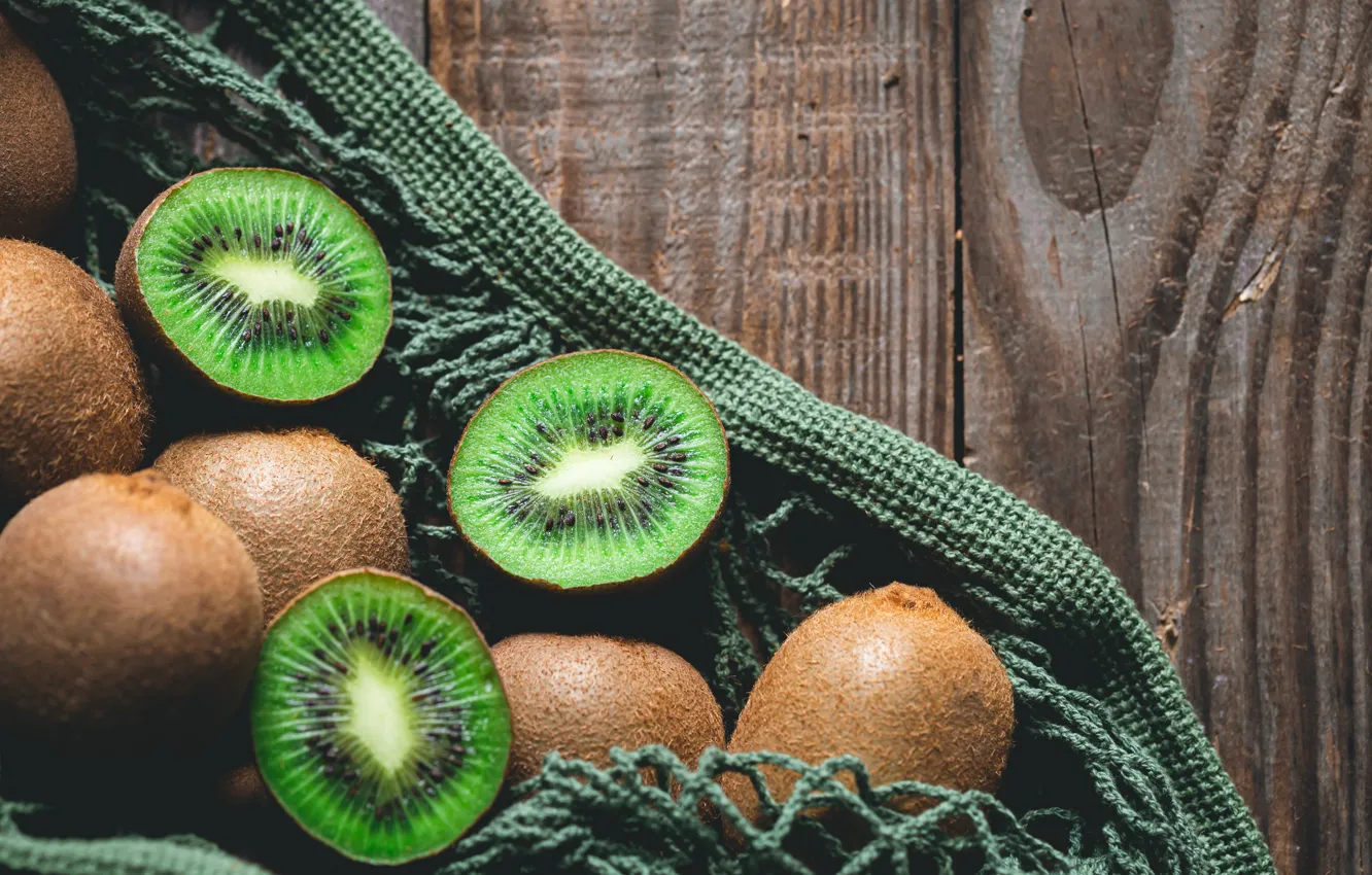 Photo wallpaper mesh, Board, kiwi, halves