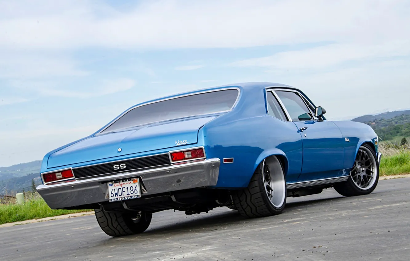 Photo wallpaper Chevrolet, Blue, Nova, Muscle car, Pro Touring