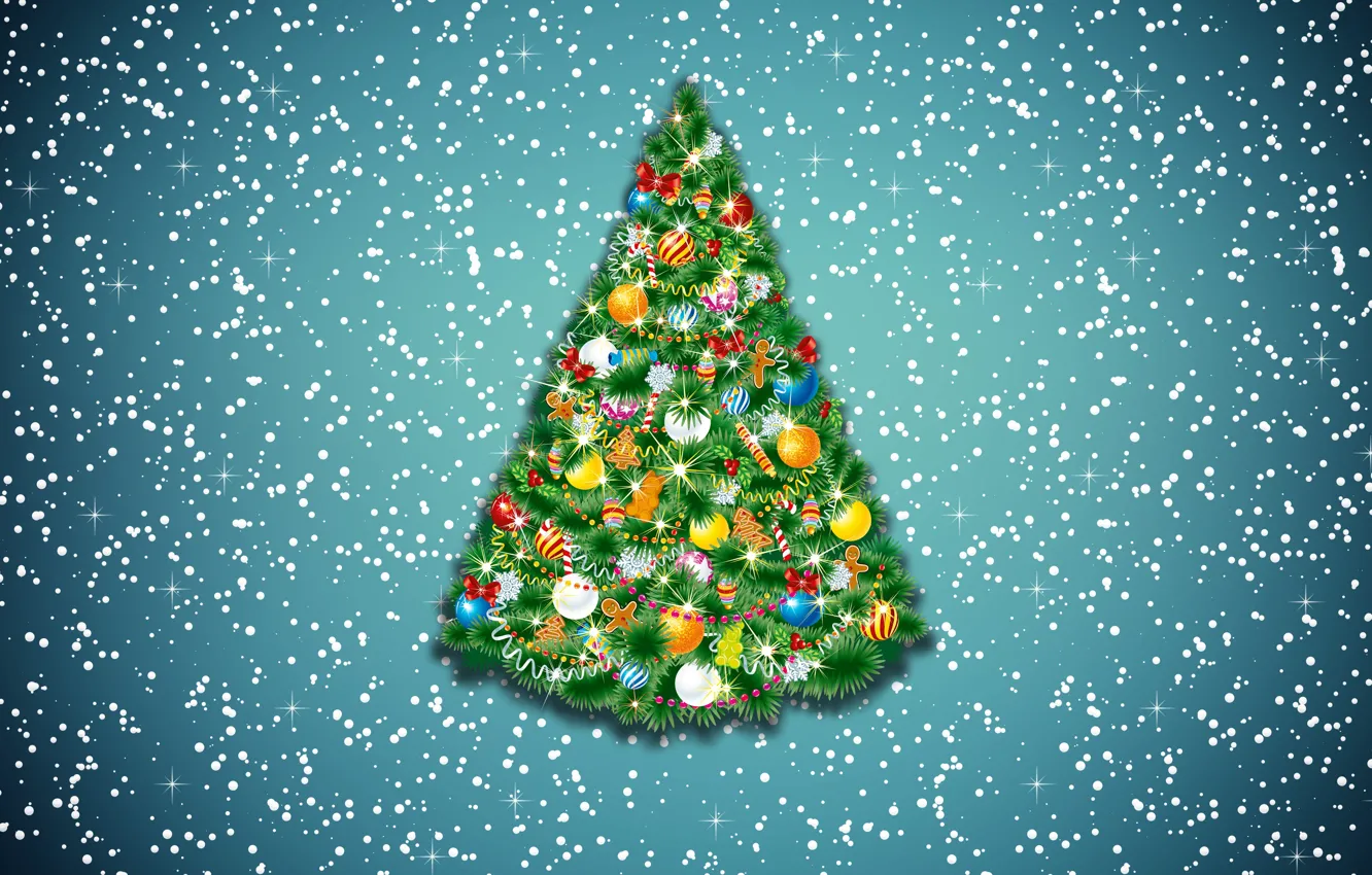 Photo wallpaper winter, snow, decoration, background, holiday, tree, new year, minimalism