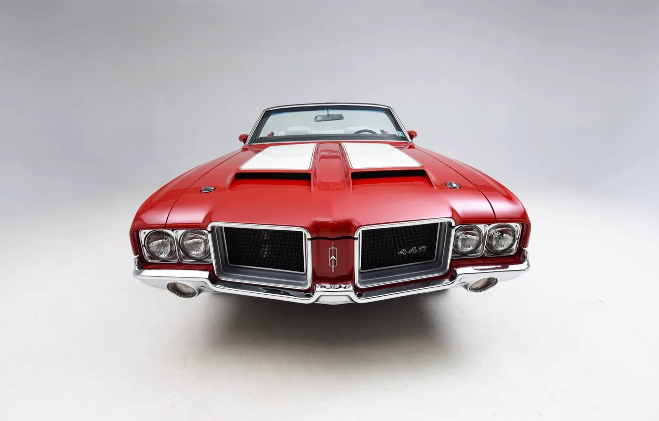 Photo wallpaper Red, Classic, Muscle car, Convertible, Vehicle, Oldsmobile 442