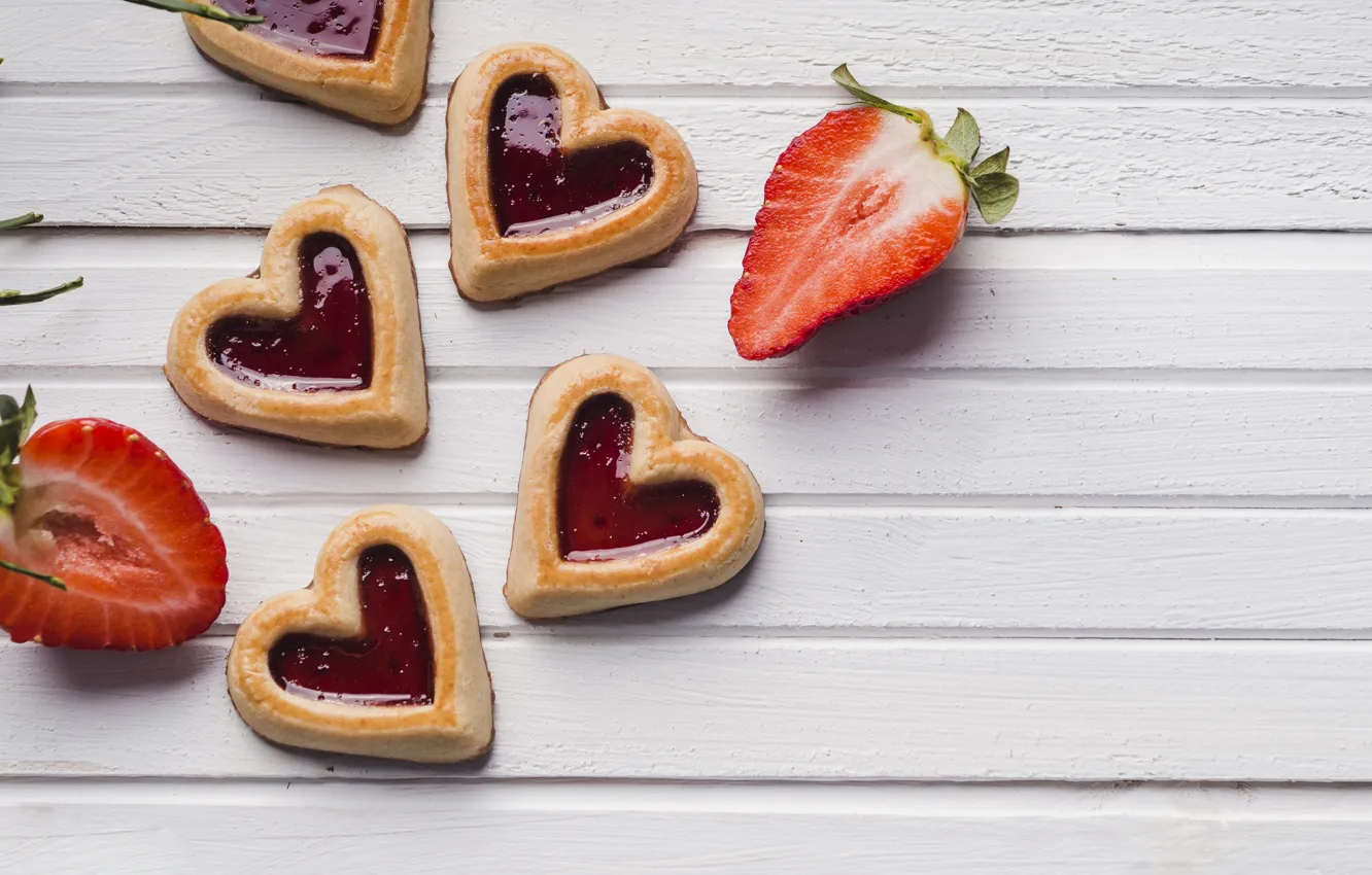 Photo wallpaper berries, cookies, strawberry, cakes