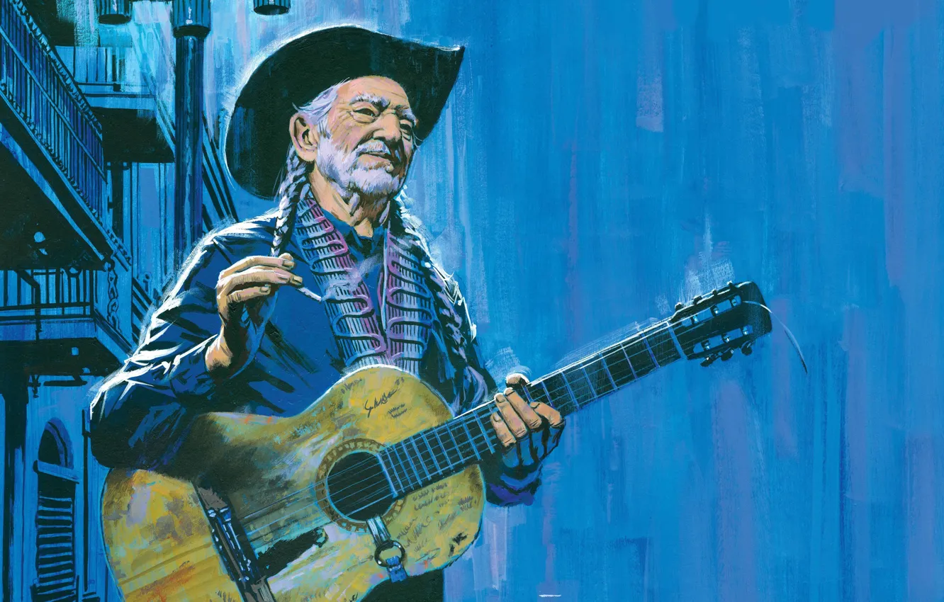 Photo wallpaper Guitar, Hat, Art, Male, Musician, Singer, Musician, Singer