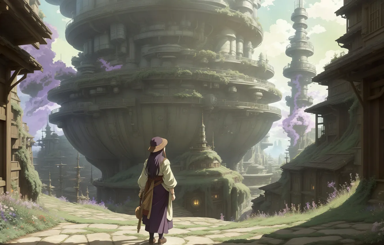 Photo wallpaper fantasy, landscape, anime, art, street, Citizen, fantasy art, Steampunk