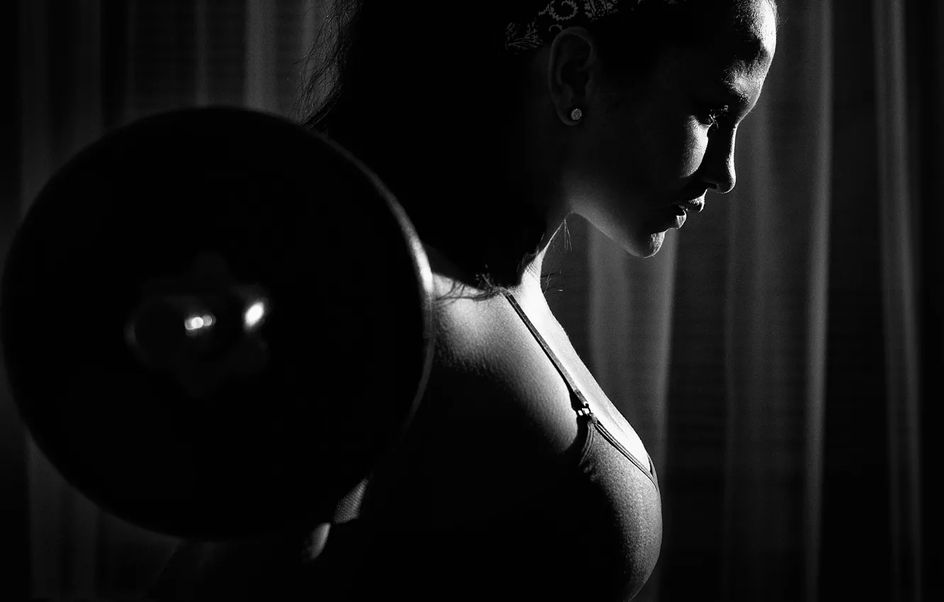 Photo wallpaper white, black, female, workout, fitness