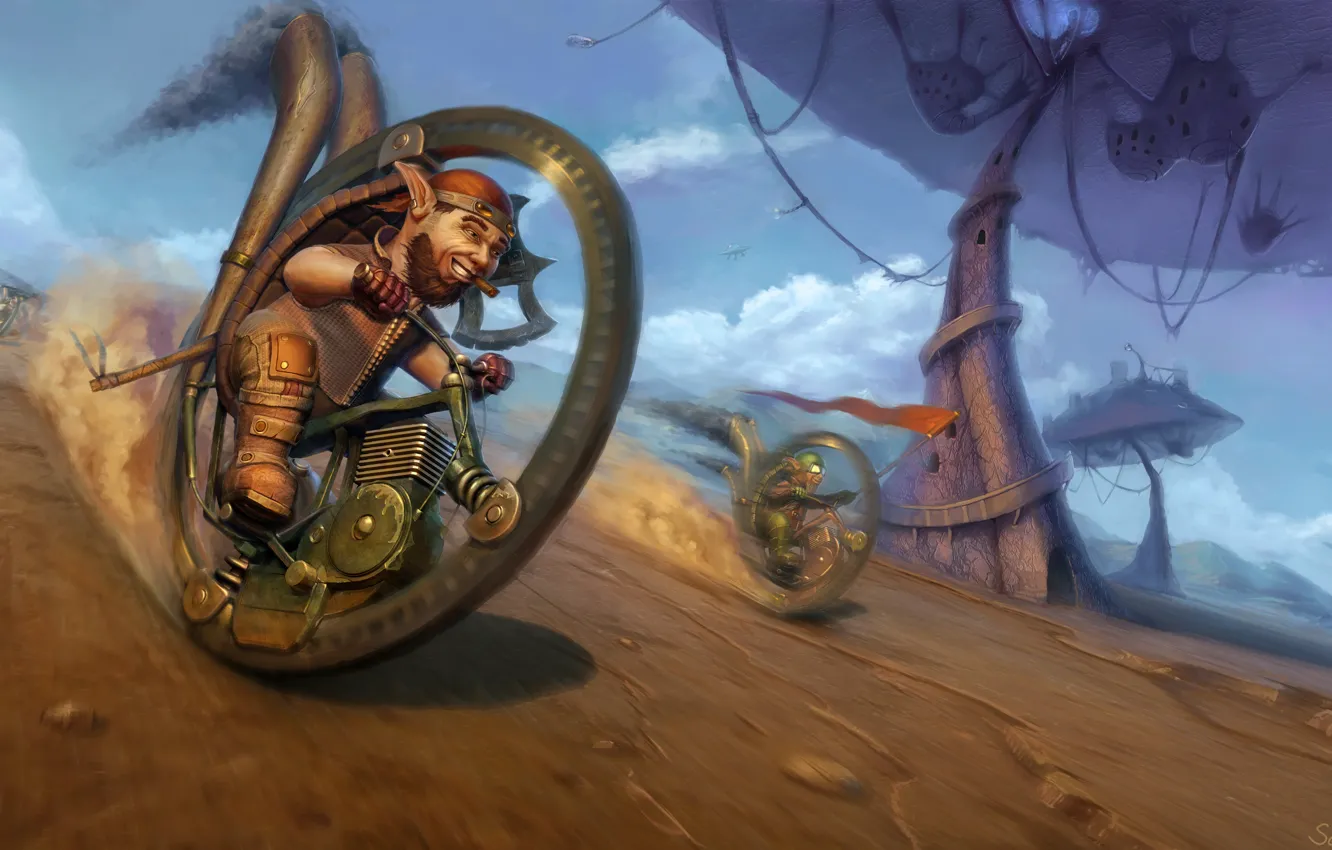 Photo wallpaper race, wheel, large, Mushroom madness