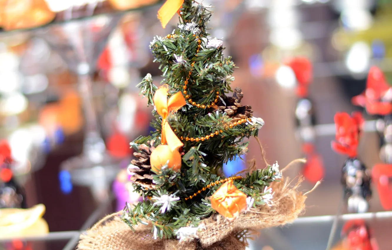 Photo wallpaper balls, holiday, new year, tree, decoration