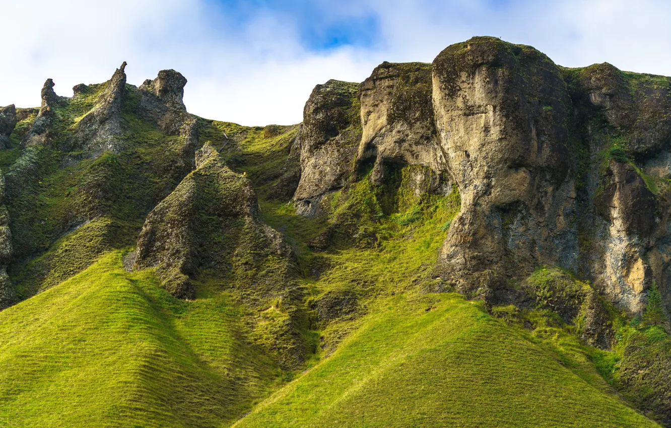 Photo wallpaper mountains, rocks, Iceland, Trolls of Foss