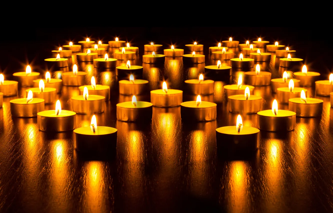 Photo wallpaper light, lights, candles, candles, burning, burning, panoramic view, panorama view