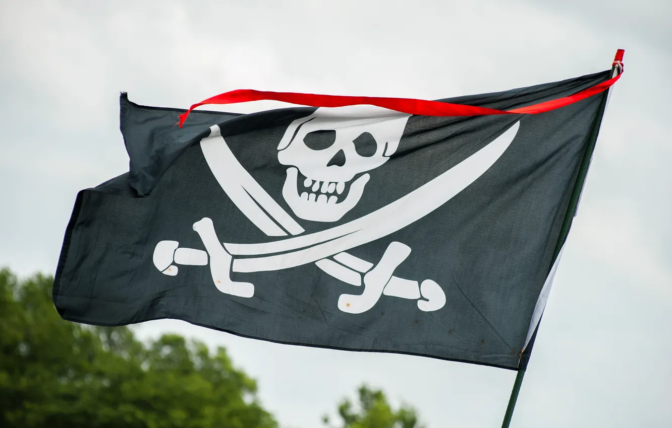 Photo wallpaper skull, flag, Jolly Roger