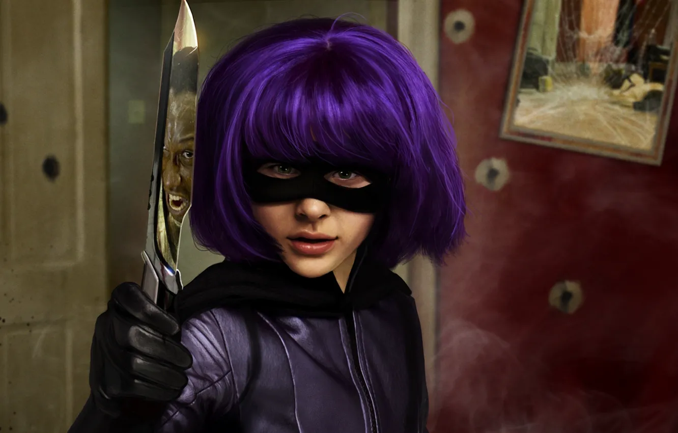 Photo wallpaper girl, the film, actress, mask, parody, hit girl, Comedy, Chloe Grace Moretz