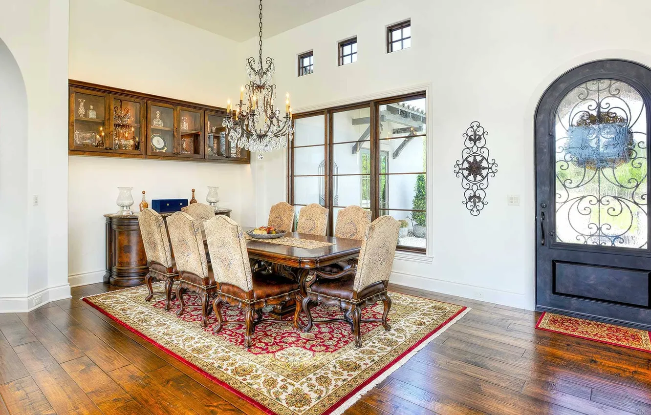 Photo wallpaper design, room, Villa, interior, dining room, ranch, colonial style, a farmhouse in Spanish-speaking America