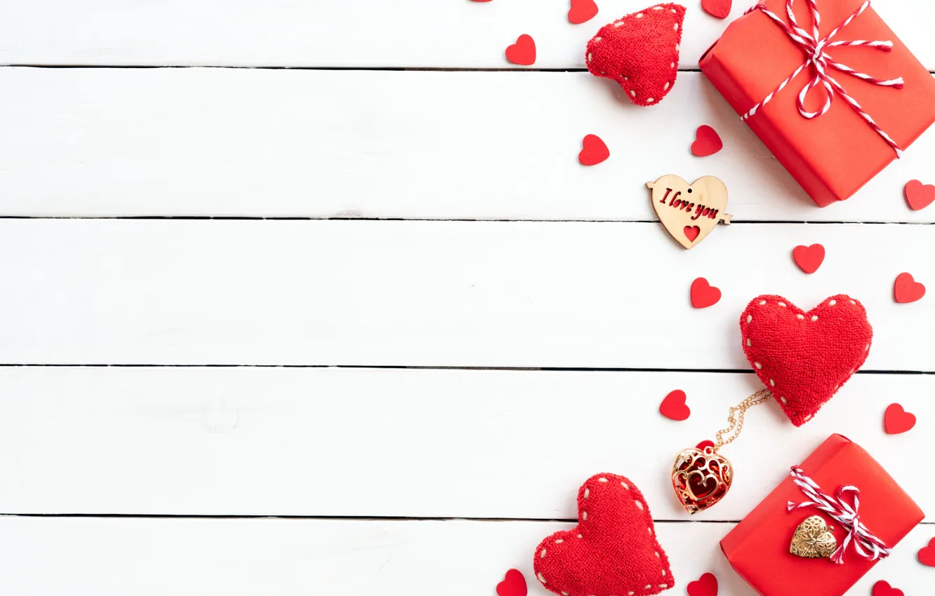 Photo wallpaper love, red, gift, heart, hearts, red, love, romantic