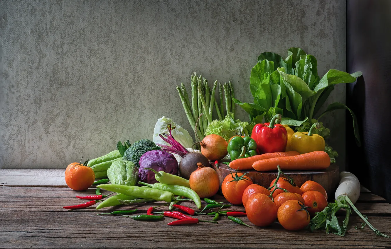 Photo wallpaper greens, vegetables, cuts