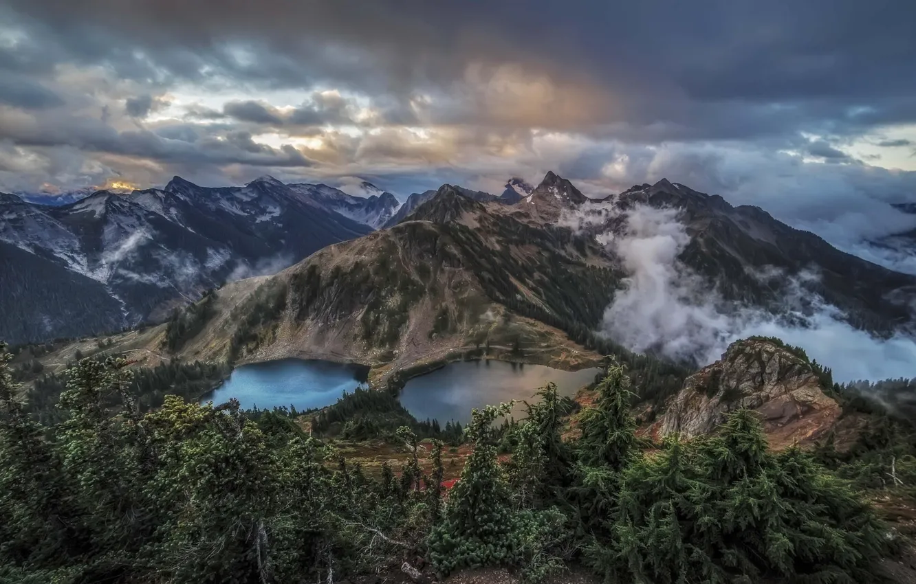 Photo wallpaper landscape, mountains, nature, lake, landscape, beauty