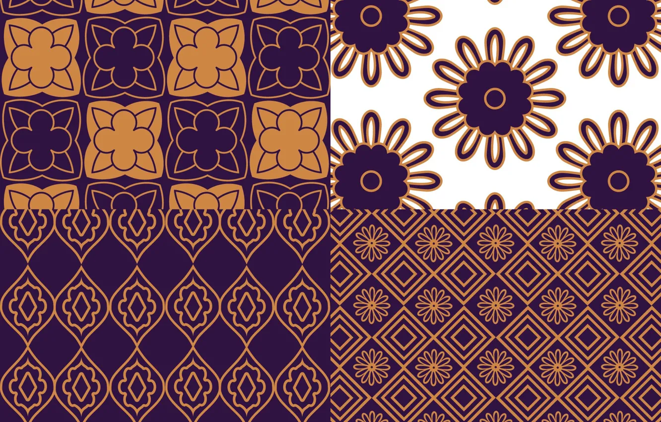 Photo wallpaper flowers, background, pattern, texture, brown, ornament