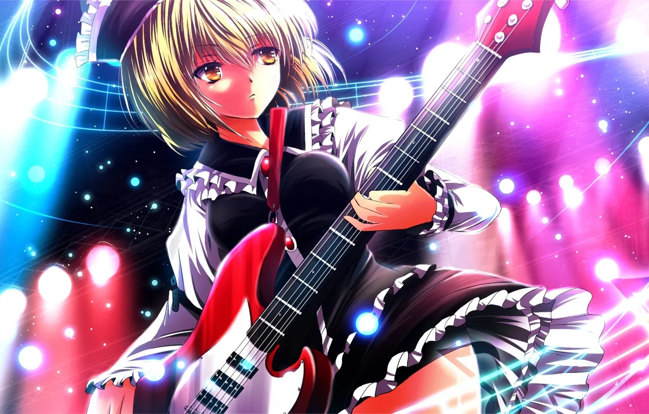 Photo wallpaper girl, guitar, blonde, touhou, nekominase, Lunasa Prismriver