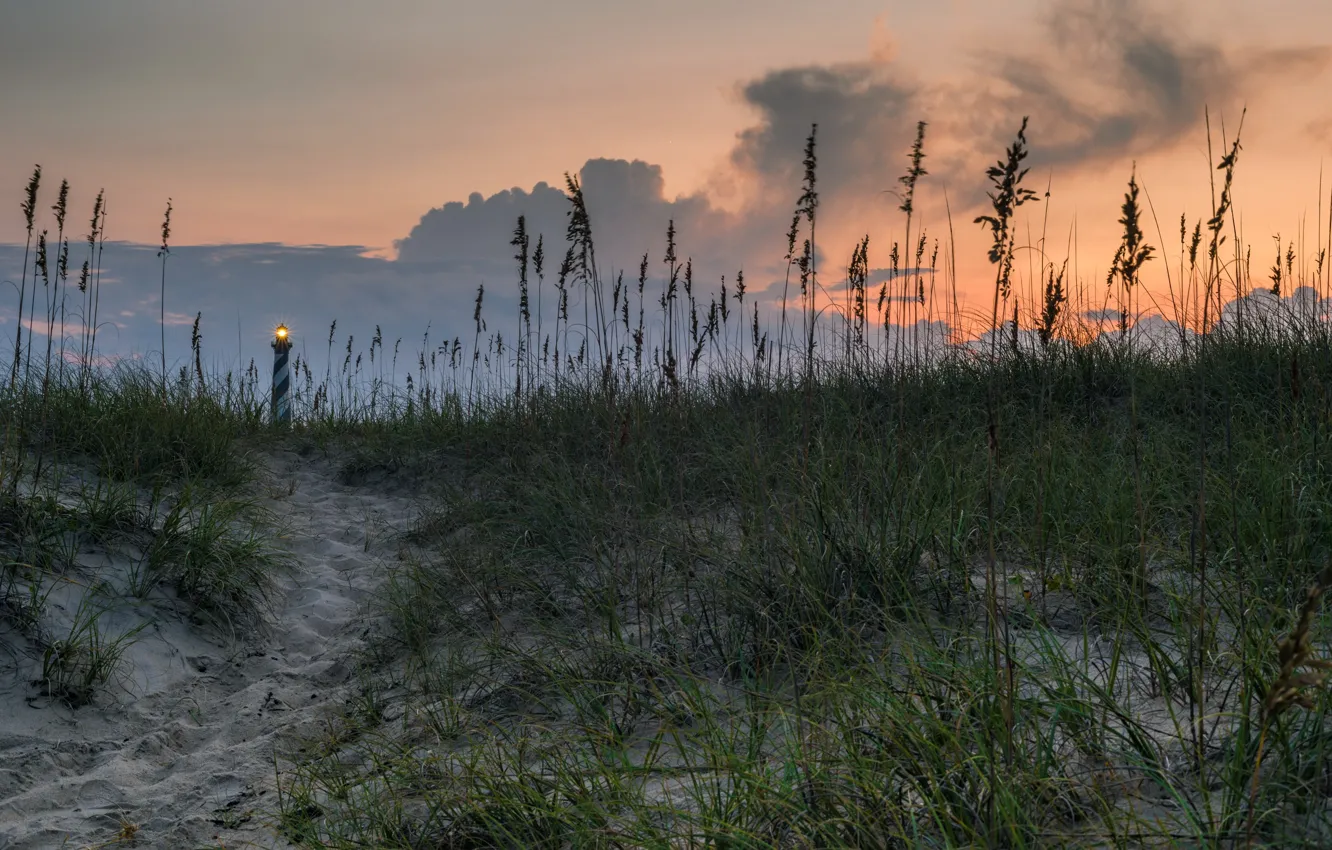 Photo wallpaper nature, shore, lighthouse