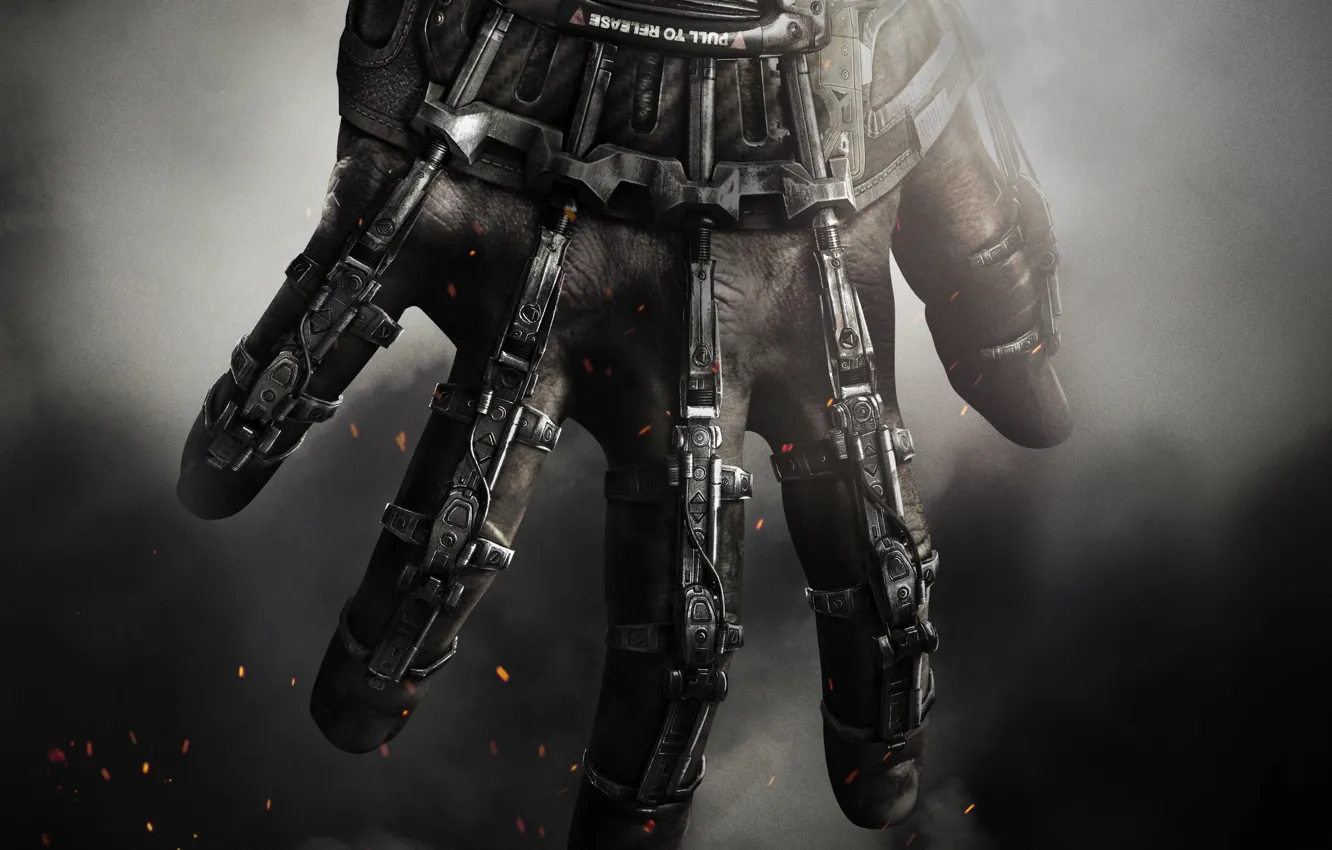 Photo wallpaper smoke, hand, soldiers, fingers, glove, the exoskeleton, Activision, Mitchell