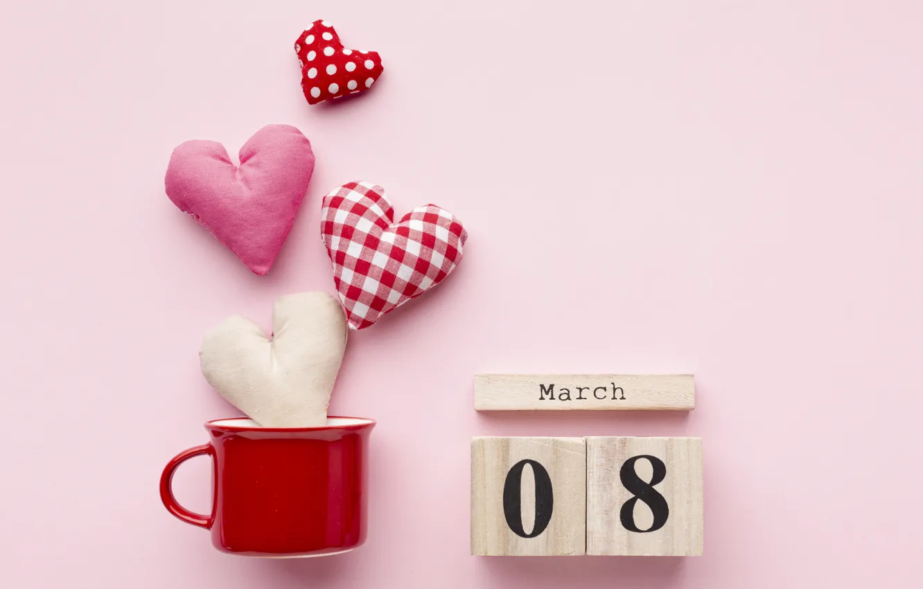 Photo wallpaper heart, hearts, love, happy, March 8, pink, romantic, hearts