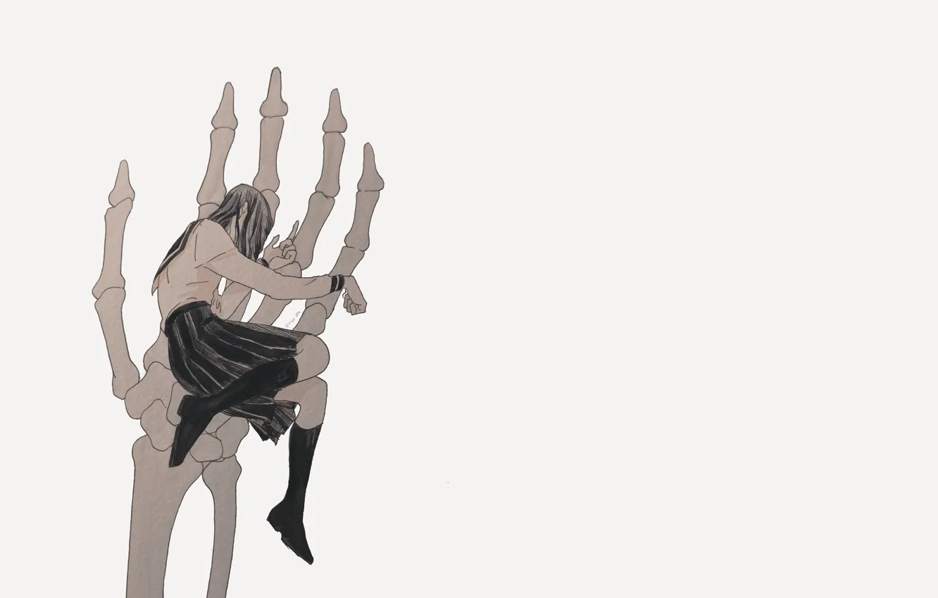 Photo wallpaper girl, hands, bones, skeleton