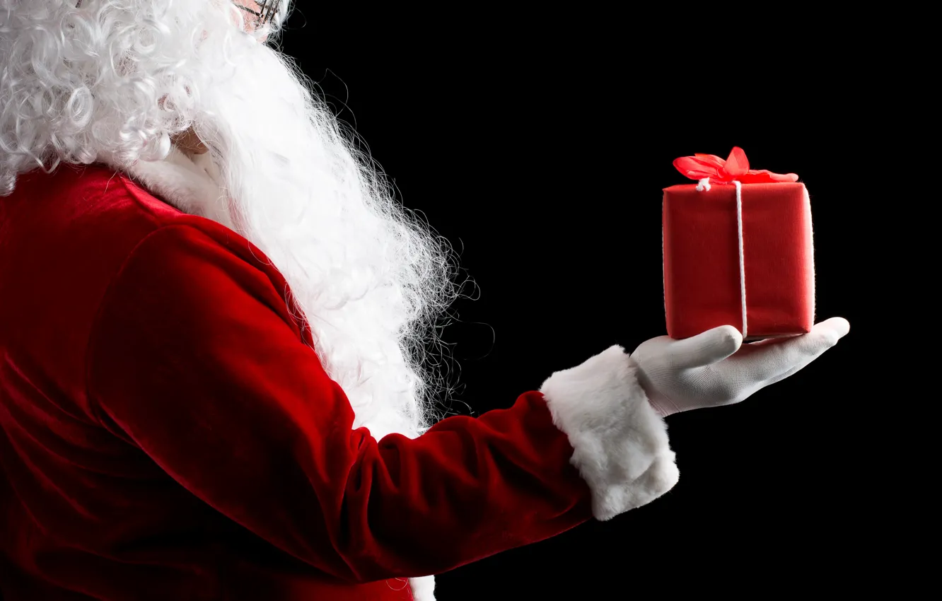 Photo wallpaper light, red, pose, box, gift, new year, hands, Christmas