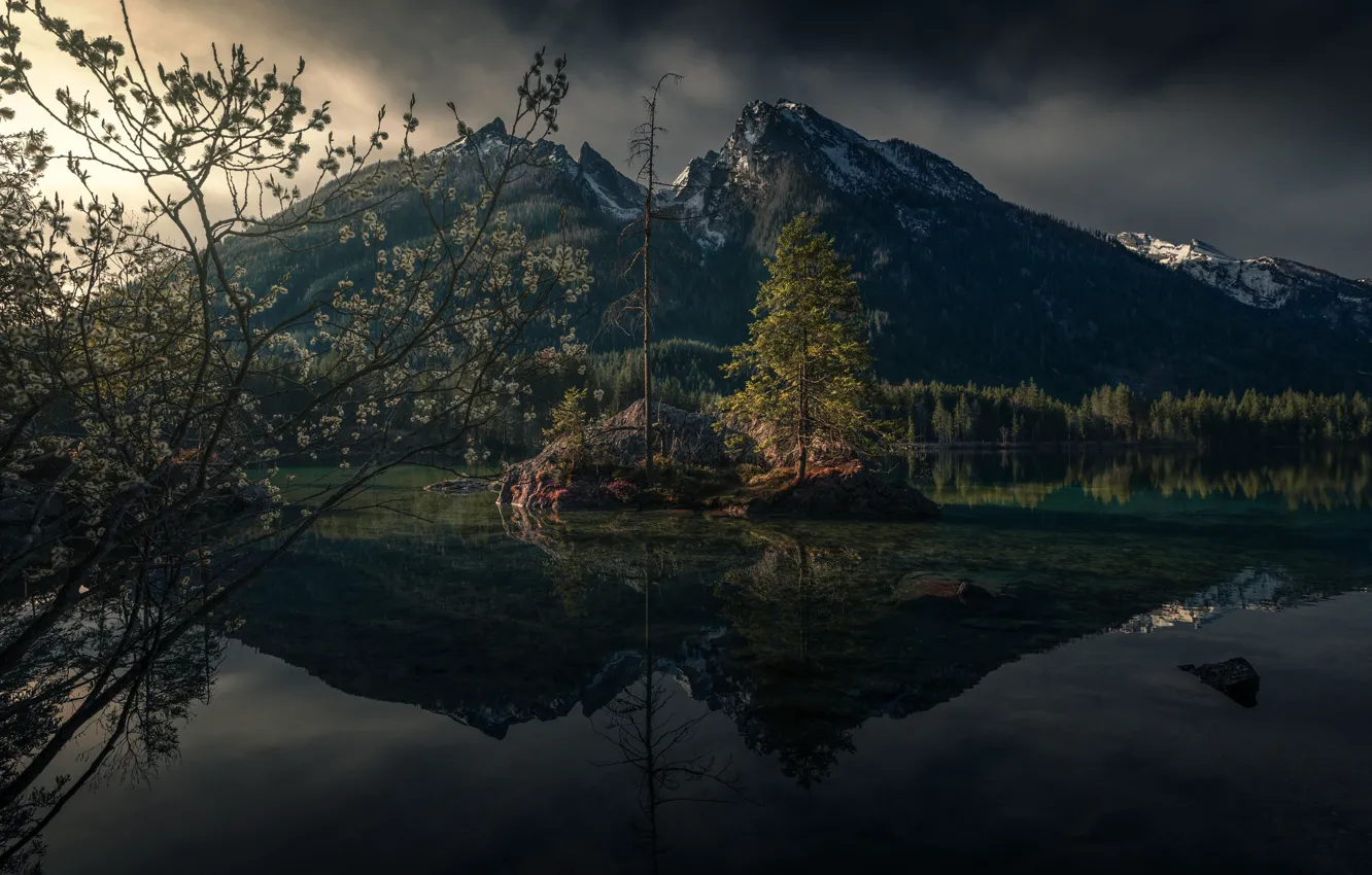 Photo wallpaper mountains, nature, lake, spring, Germany