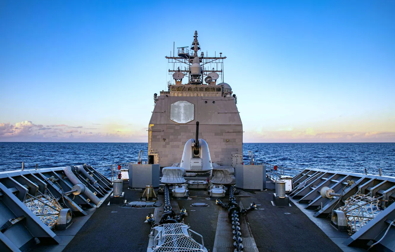 Photo wallpaper cruiser, rocket, USS Chancellorsville