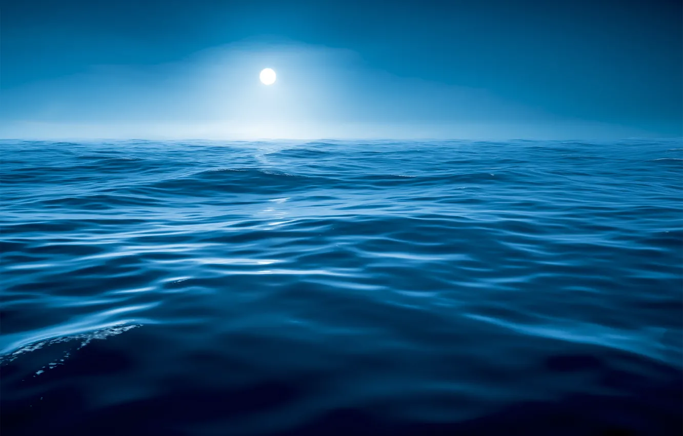 Photo wallpaper sea, water, night