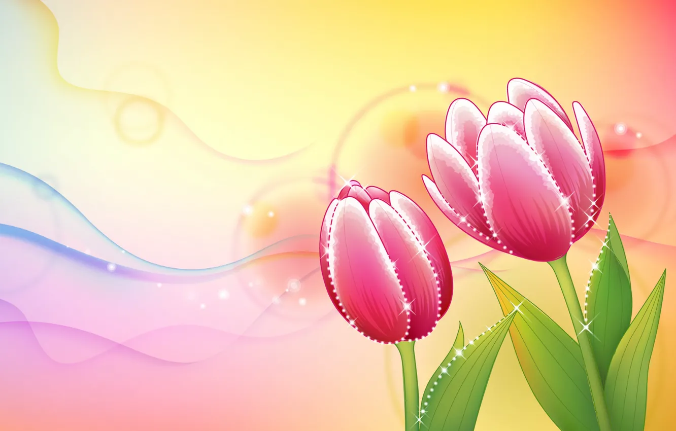 Photo wallpaper flowers, vector, art, sparks, tulips