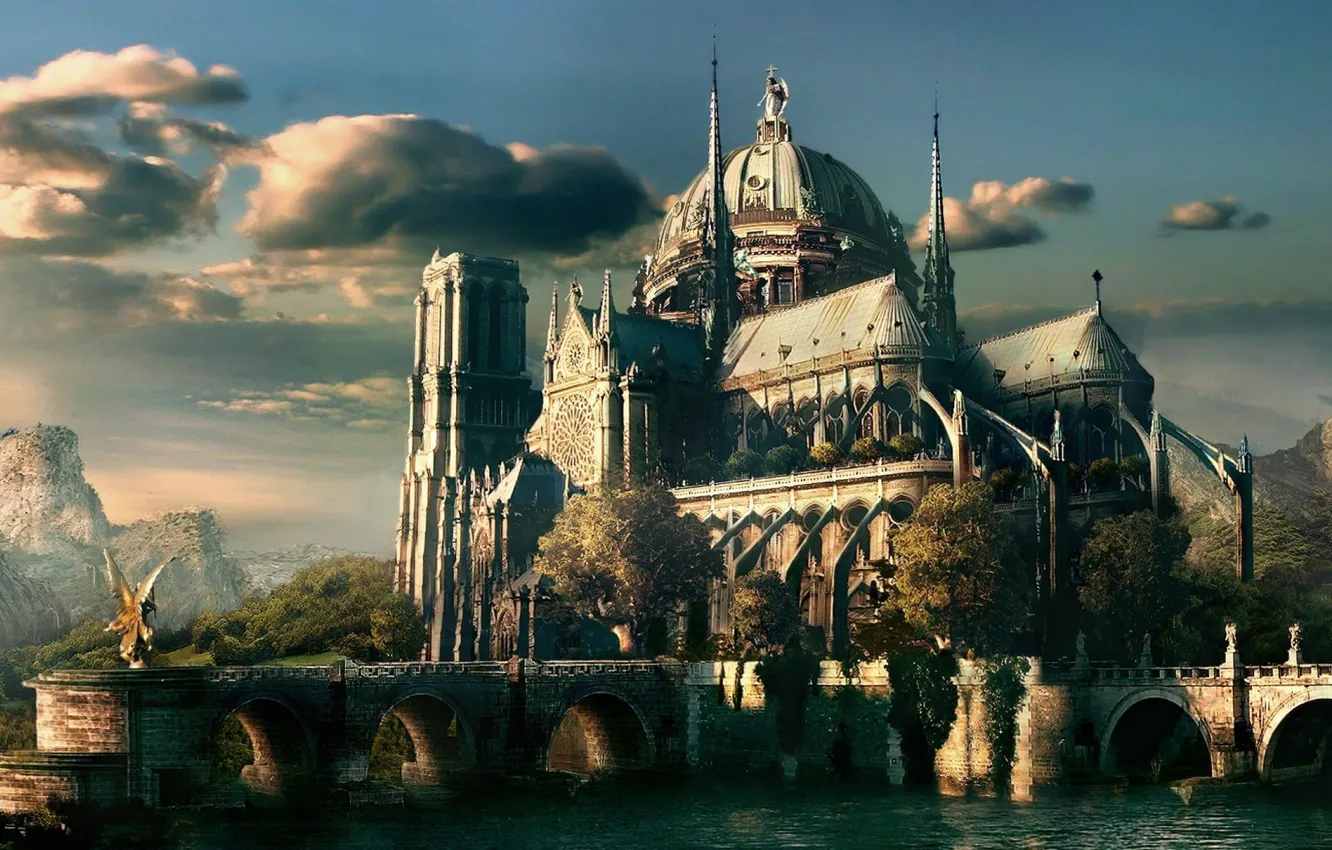 Photo wallpaper fantasy, art, buildings, cityscapes