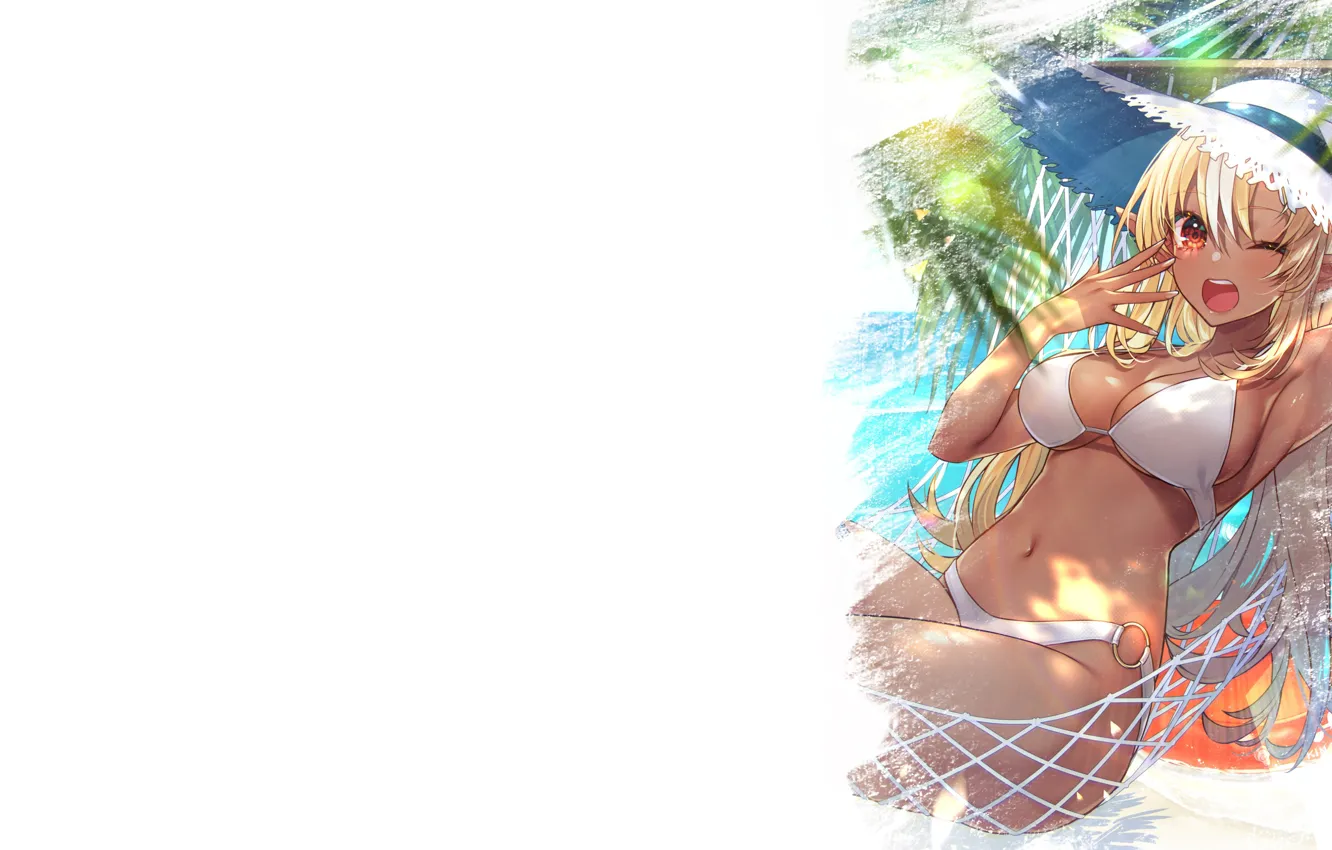 Photo wallpaper kawaii, girl, beach, sea, boobs, anime, sun, pretty