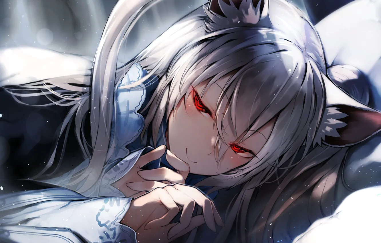 Photo wallpaper Everyday, Cat, Anime, Girl, Red eyes