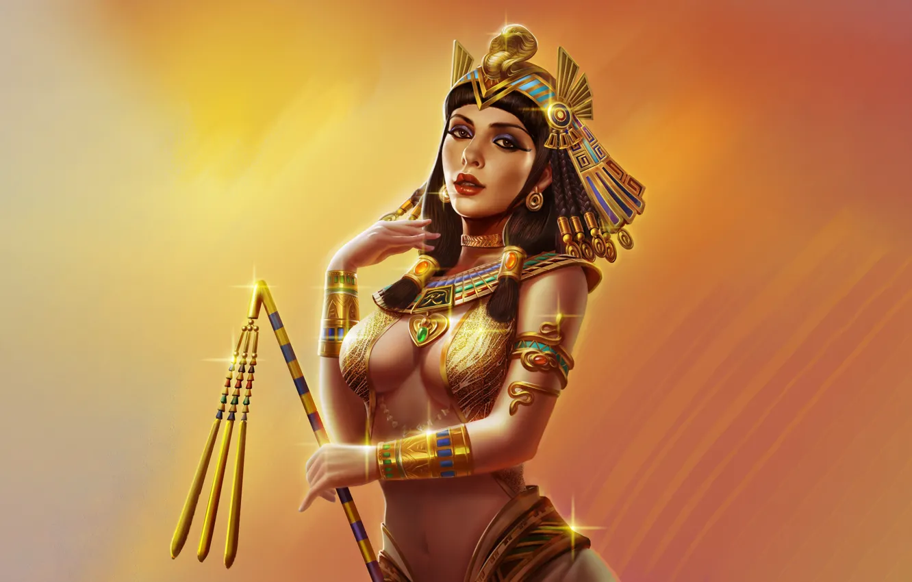 Photo wallpaper look, girl, decoration, gold, Shine, art, Egypt, beautiful