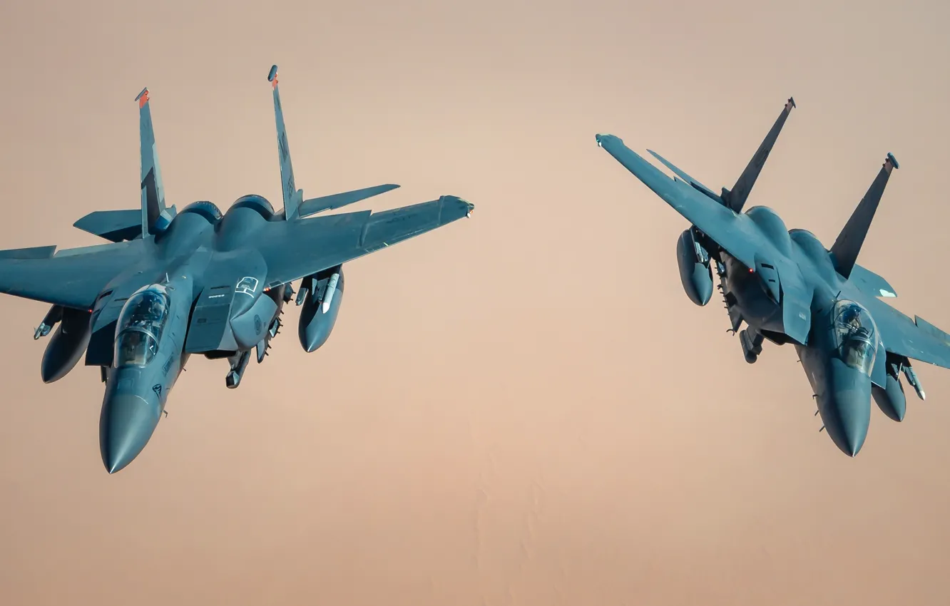 Photo wallpaper UNITED STATES AIR FORCE, fighter-bomber, American double, McDonnell Douglas F-15E Strike Eagle