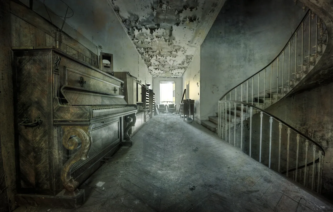 Photo wallpaper background, ladder, piano