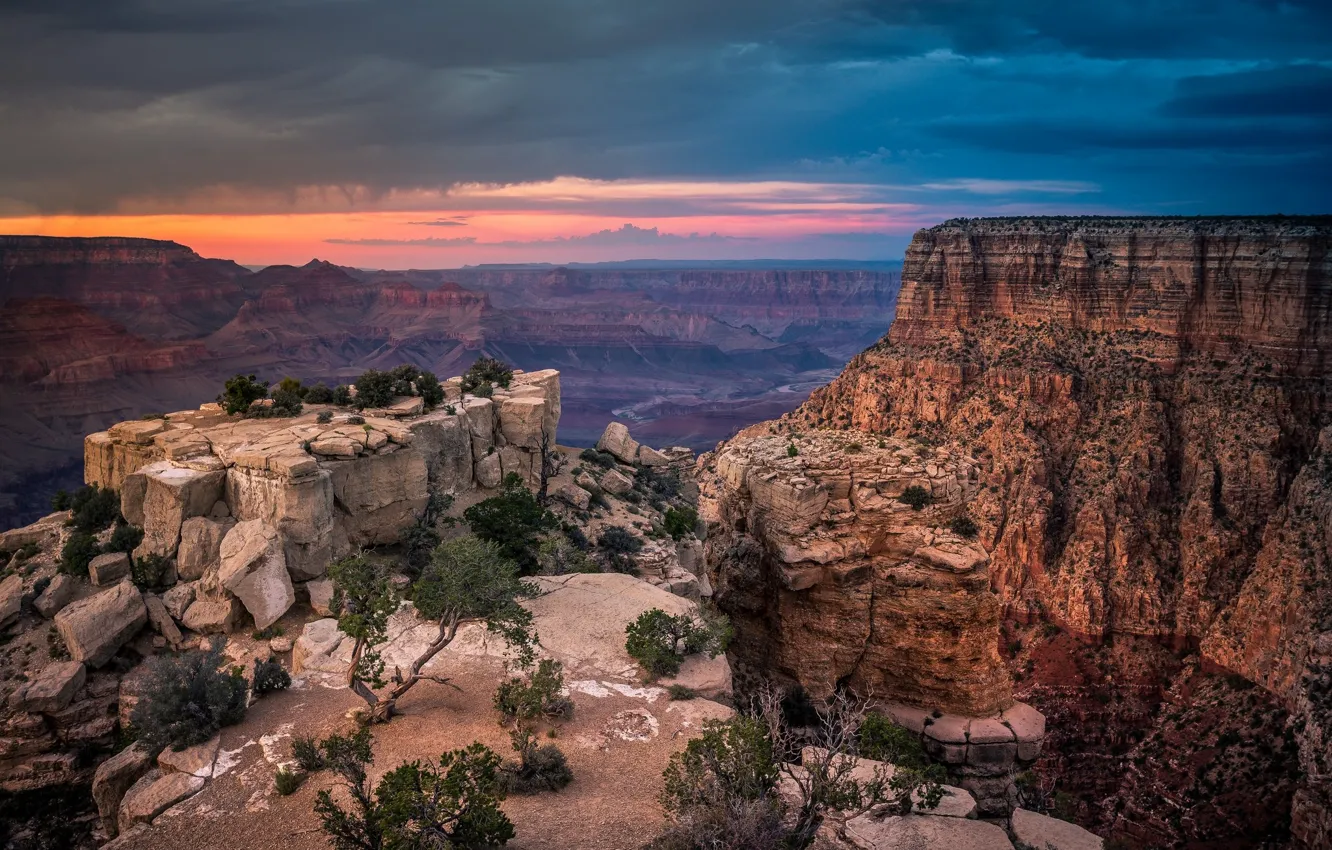 Photo wallpaper landscape, sunset, nature, rocks, beauty, canyon