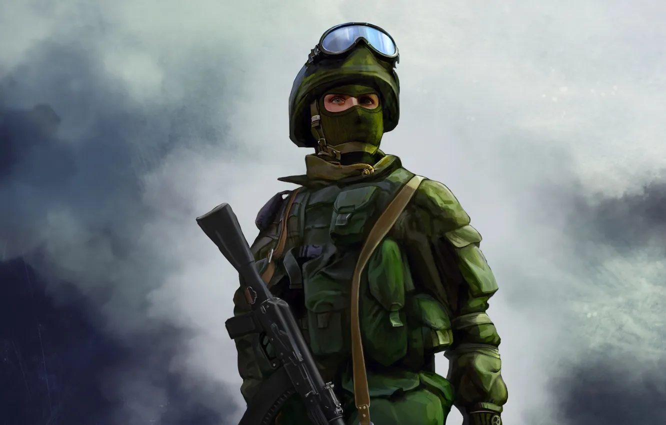 Photo wallpaper soldier, weapon, pearls, Military Uniform