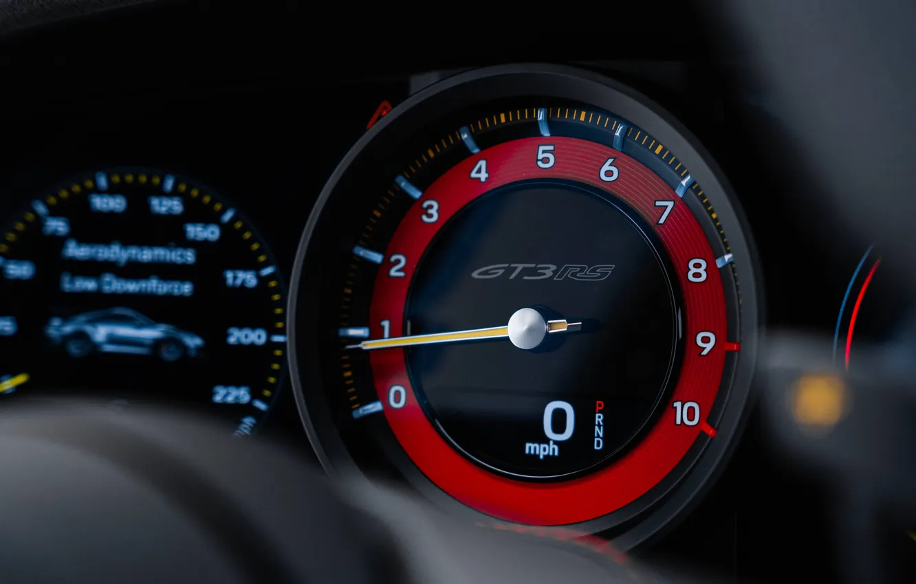 Photo wallpaper Supercar, GT3, Tachometer, High Definition, car, 992, dashboard, Porsche