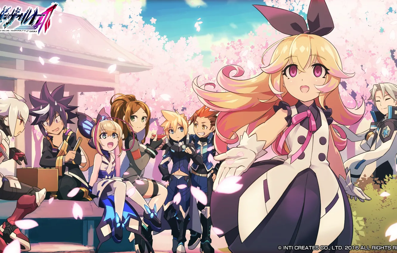Photo wallpaper anime, art, girl, characters, Azure Striker Gunvolt