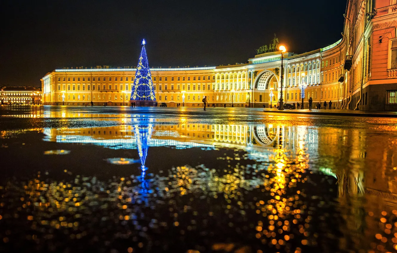 Photo wallpaper night, tree, Peter, Saint Petersburg, Russia, SPb, St. Petersburg, spb