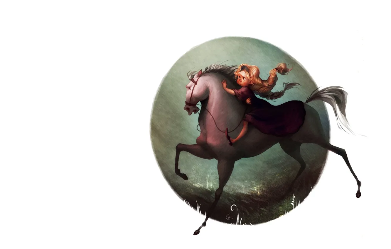 Photo wallpaper mood, girl, art, children's, horse, Celia Kaspar