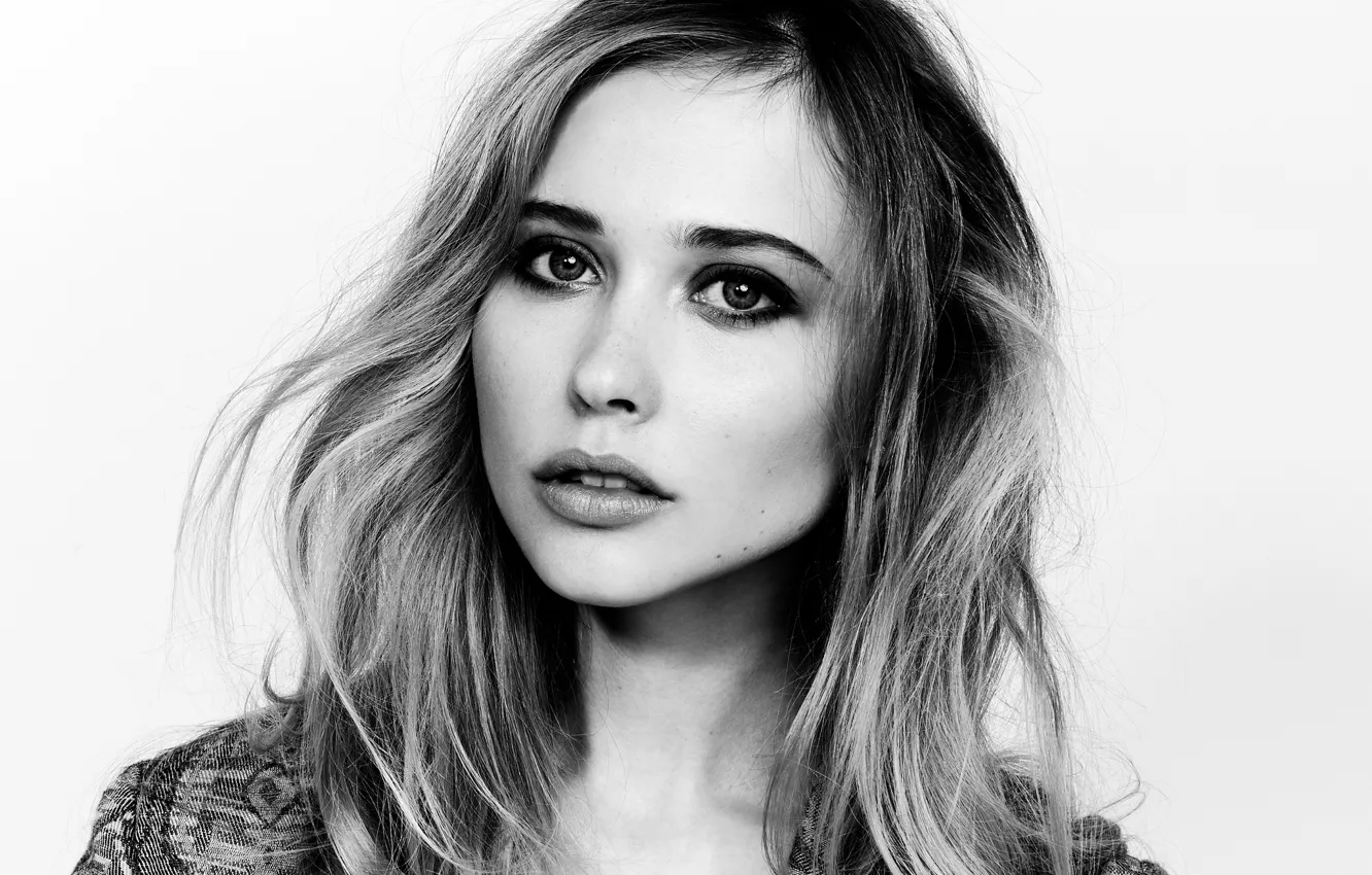 Photo wallpaper look, girl, black and white